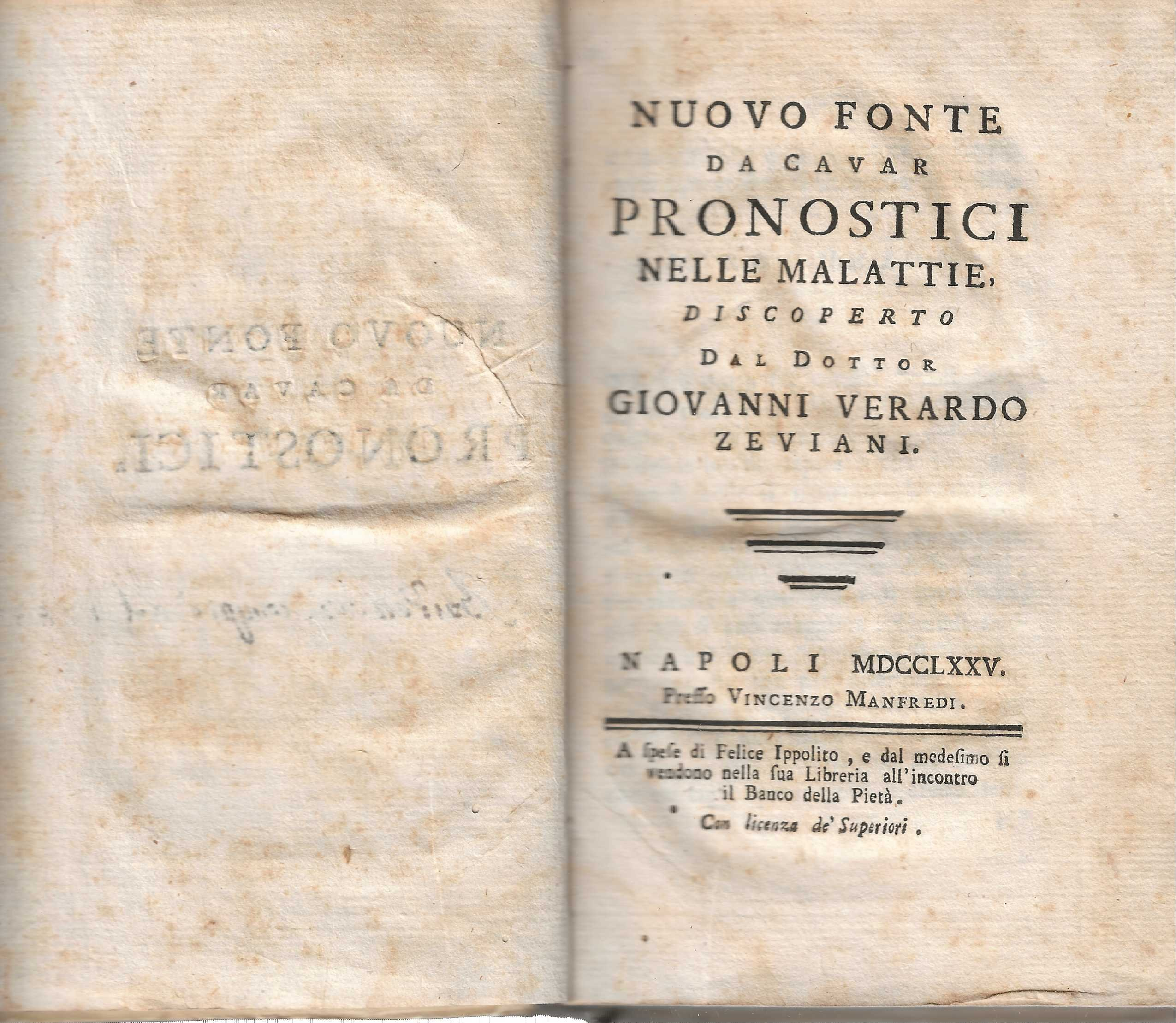 Nuovo fonte da cavar pronostici nelle malattie discoperto dal dottor Giovanni Verardo Zeviani